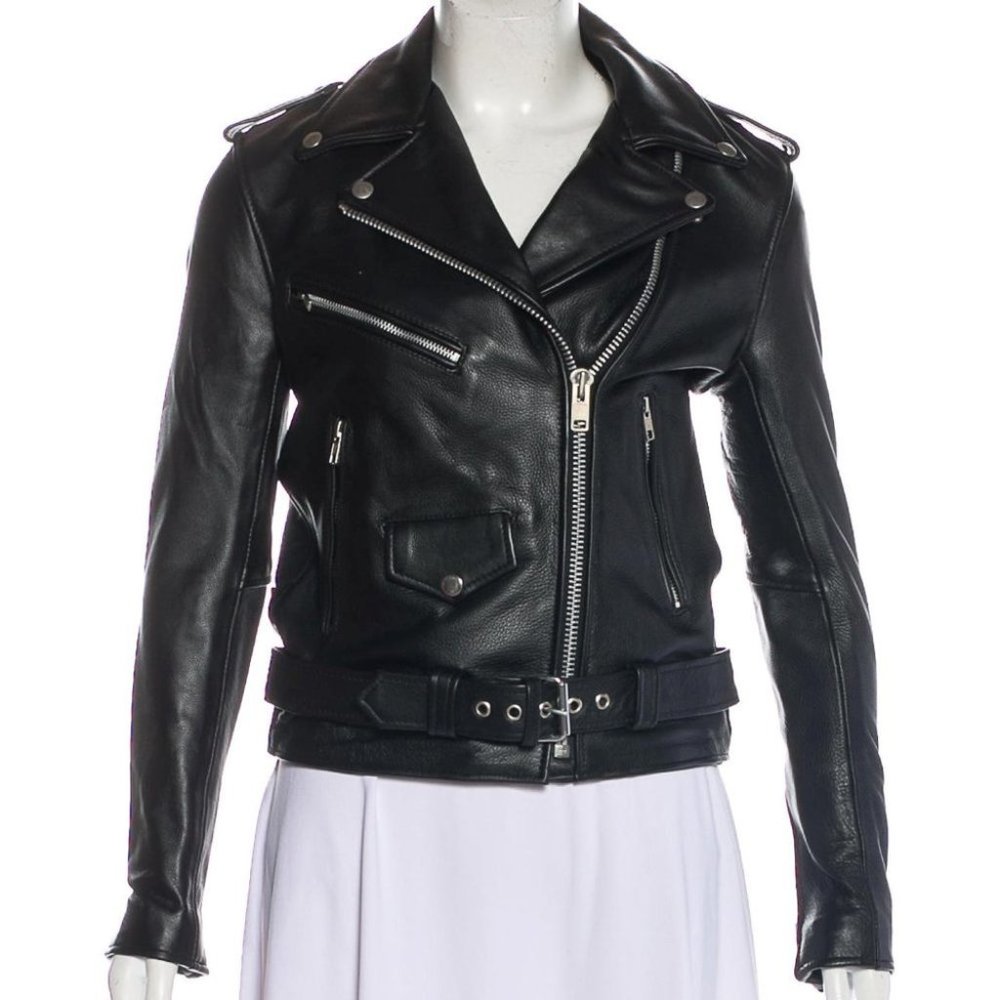 Understated Leather black motorcycle jacket XS